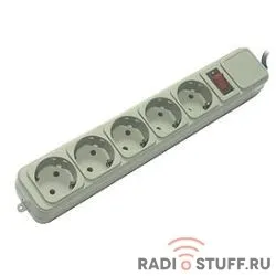 PowerCube Фильтр  B, 5.0м, 5 евророзеток (SPG-B-15), серый