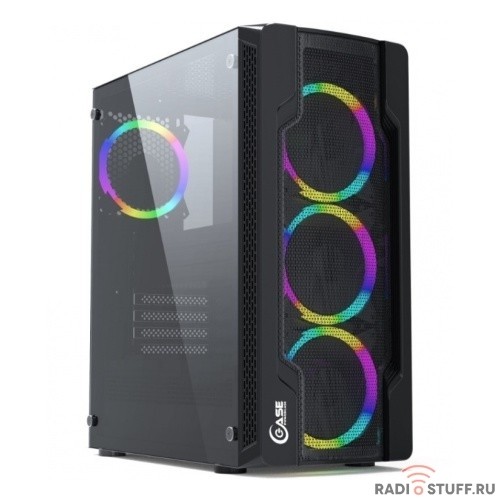 Powercase CMIXB-L4 Корпус Mistral X4 Mesh LED, Tempered Glass, 4x 120mm fan, чёрный, ATX  (CMIXB-L4)
