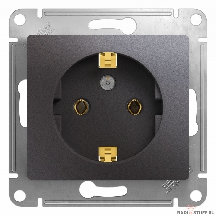 Schneider-electric GSL001343 GLOSSA РОЗЕТКА с заземлением,16А, 250В, механизм, ГРАФИТ                            