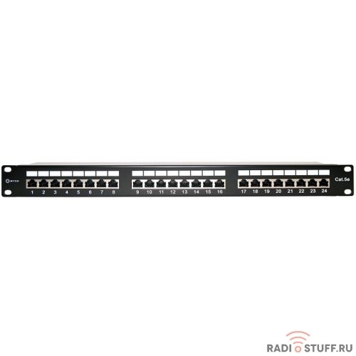 Патч-панель UTP, 19", 1U, cat.5e, 24 порта, Dual Type, 5bites