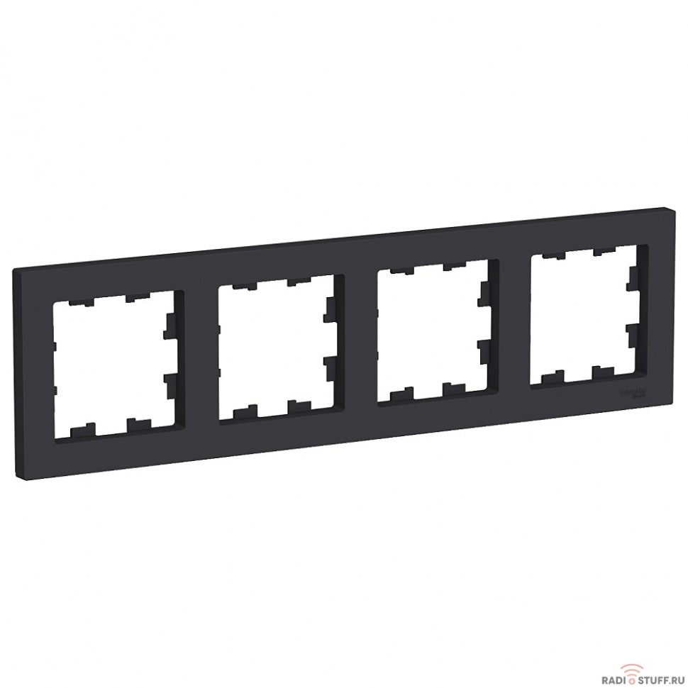 Systeme electric ATN001004 ATLASDESIGN 4-постовая РАМКА, универсальная, КАРБОН