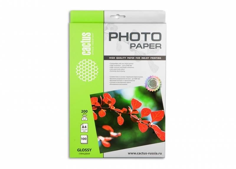Бумага A4 PHOTO GLOSSY 100SH CS-GA4200100 CACTUS