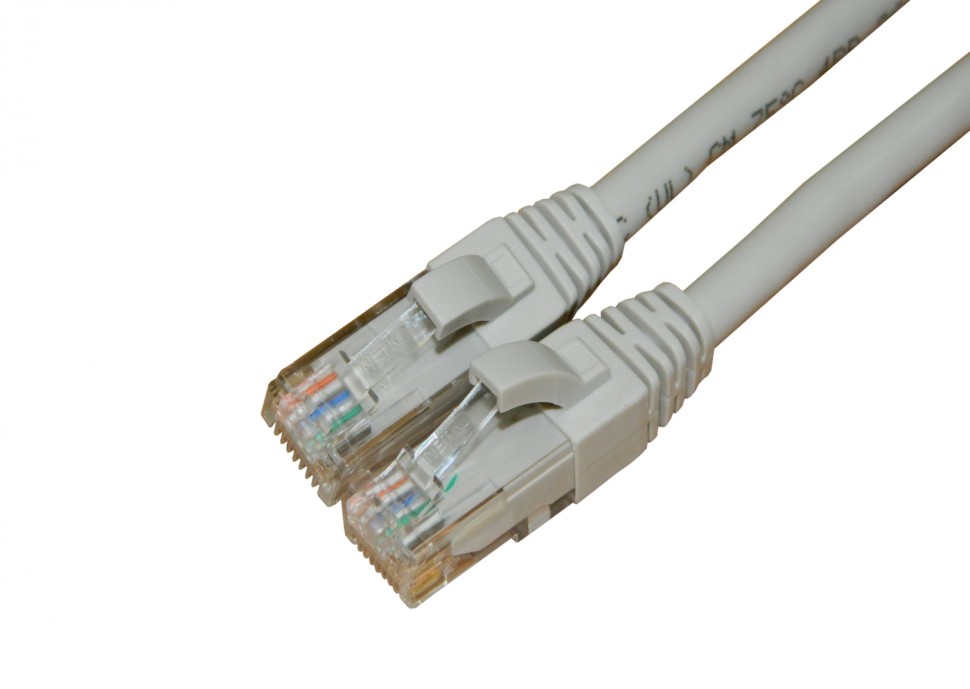 Патч-корд UTP4 cat.5e, 15.0м, литой коннектор, серый, Netko CKC