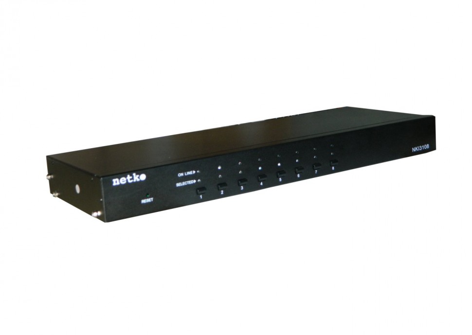 NKI3108 IP KVM Переключатель Netko, 19", 8 портов, USB+PS2, OSD, RJ45 разъем - максимальная длина кабеля (патч-корд, приобретается отдельно) -