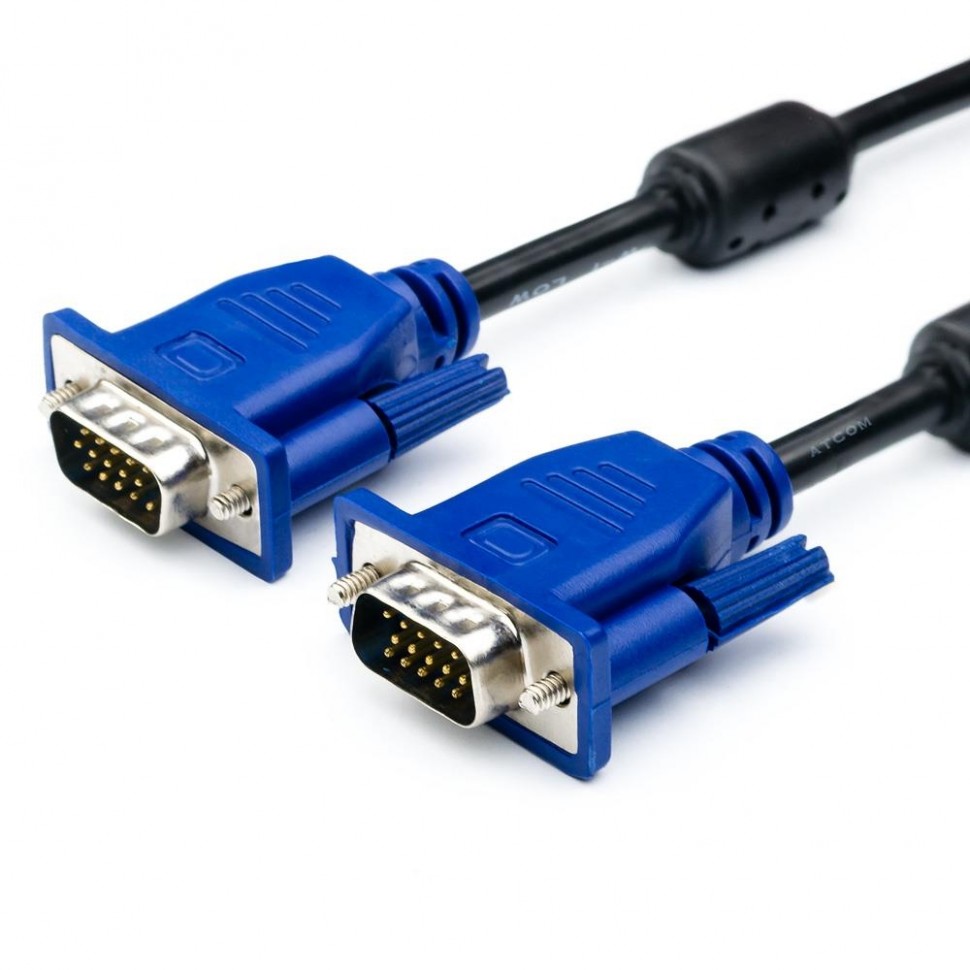 Кабель VGA 3 m (2 феррита, черно-синий, в пакете)