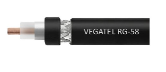 Кабель VEGATEL RG-58 A/U (ГОСТ, PVC, черный) бухта 100м