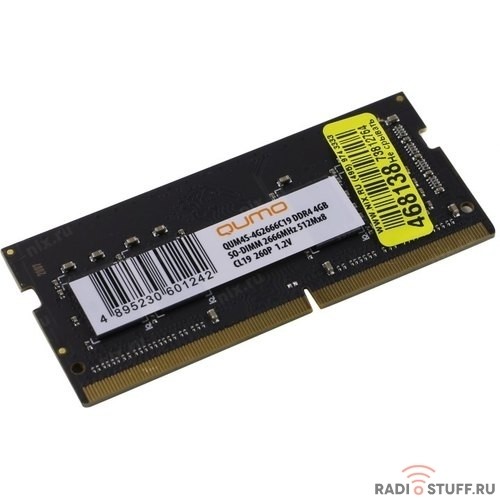 QUMO DDR4 SODIMM 4GB QUM4S-4G2666C19 PC4-21300, 2666MHz OEM/RTL